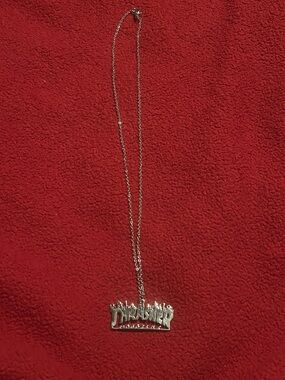 Thrasher Silver Flame Logo Pendant Necklace